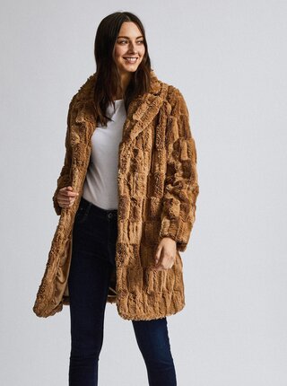 Hnedý kabát z umelej kožušiny Dorothy Perkins