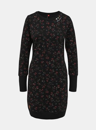 Čierne vzorované mikinové šaty Ragwear Menita Flowers