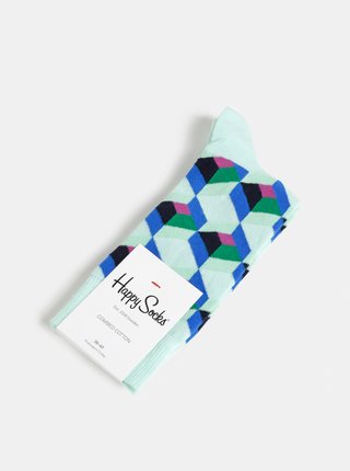 Mentolové vzorované ponožky Happy Socks Optic Sguare