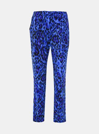 Modré dámské kalhoty s leopardím vzorem s.Oliver