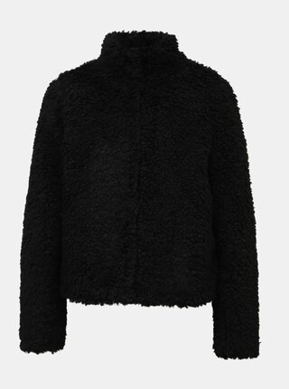 Čierny krátky kabát z umelej kožušiny VERO MODA Viriginia