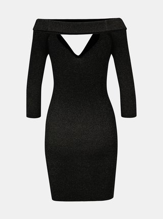 Čierne trblietavé púzdrové šaty s priestrihmi TALLY WEiJL Satu