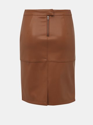 Hnedá koženková púzdrová sukňa VILA Pen