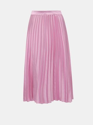 Rúžová plisovaná saténová sukňa Miss Selfridge Petites