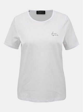 Biele tričko s potlačou Selected Femme Iris