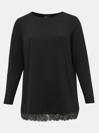 Čierny sveter s krajkou Zizzi Lucca