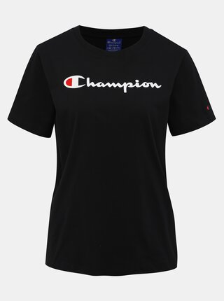 Čierne dámske tričko s potlačou Champion