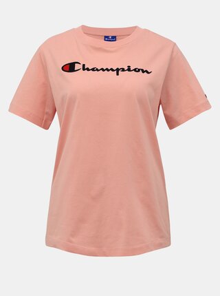 Rúžové dámske tričko s potlačou Champion