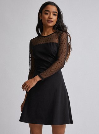 Čierne bodkované šaty Dorothy Perkins Petite