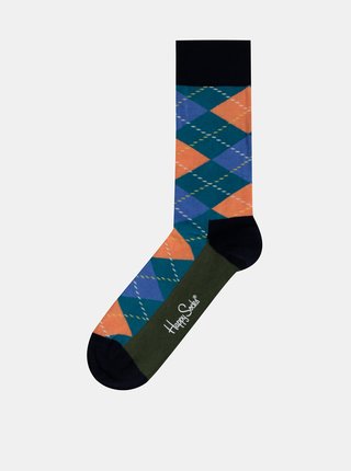 Modré pánske kockované ponožky Happy Socks Argyle
