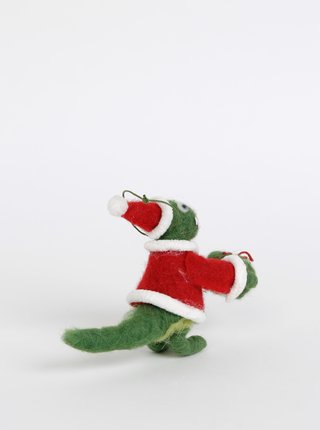 Zelená vánoční dekorace ve tvaru dinosaura Sass & Belle Santasaurus