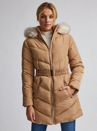 Svetlohnedý prešívaný zimný kabát Dorothy Perkins