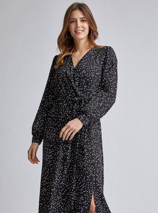 Černé puntíkované maxišaty Dorothy Perkins