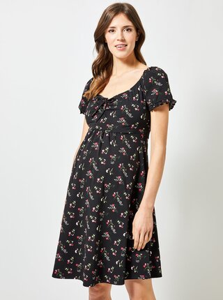 Čierne tehotenské kvetované šaty Dorothy Perkins Maternity