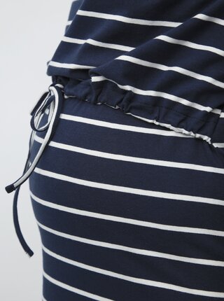 Tmavomodré tehotenské/dojčiace pruhované šaty Mama.licious Khloe