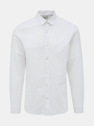 Bílá slim fit košile s příměsí lnu ONLY & SONS Caiden