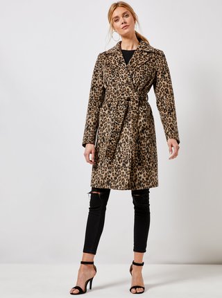Hnedý kabát s leopardím vzorom Dorothy Perkins