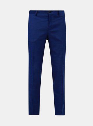 Modré oblekové slim fit kalhoty s příměsí vlny Jack & Jones Solaris