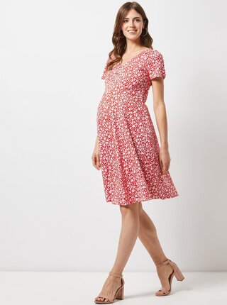 Červené tehotenské kvetované šaty Dorothy Perkins Maternity