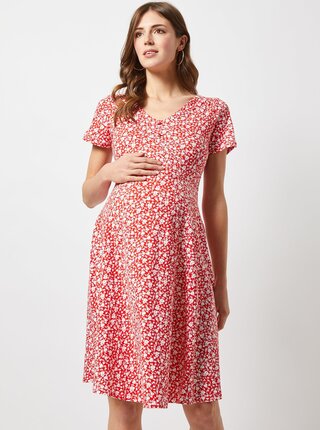 Červené tehotenské kvetované šaty Dorothy Perkins Maternity