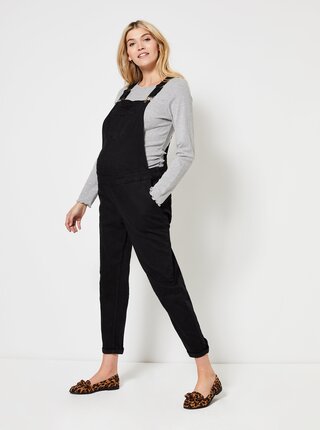 Čiern rifľové tehotenské nohavice na traky Dorothy Perkins Maternity
