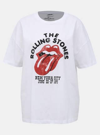 Biele tričko s potlačou Noisy May Nate Rolling Stones