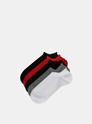 Sada piatich párov nízkych ponožiek v bielej, šedej, červenej a čiernej farbe TALLY WEiJL Ready