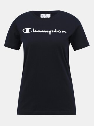 Tmavomodré dámske regular fit tričko s potlačou Champion