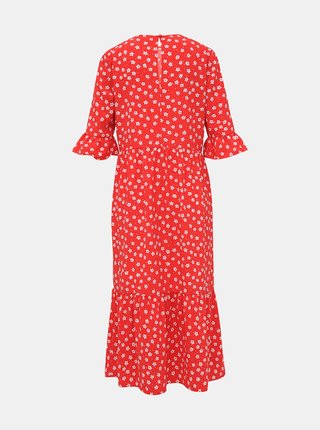 Červené květované midi šaty Miss Selfridge