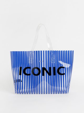 Modrá transparentná pruhovaná plážová taška Pieces Nina