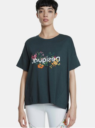 Tmavozelené oversize tričko Desigual