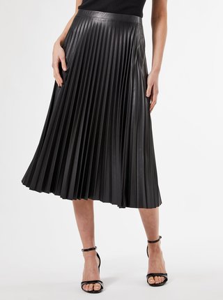 Čierna plisovaná midi sukňa s povrchovou úpravou Dorothy Perkins