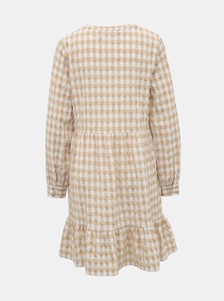 Bielo-béžové kockované šaty VERO MODA Kimi