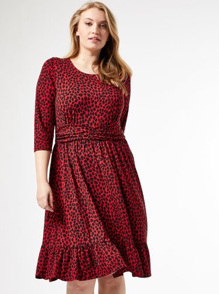 Červené šaty s leopardím vzorom Dorothy Perkins Curve