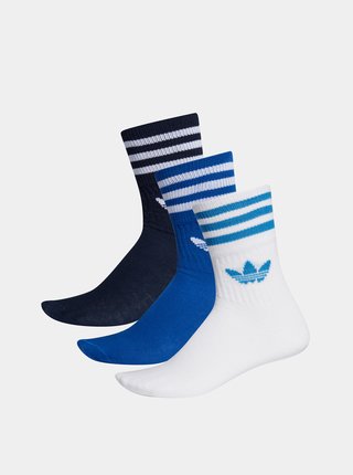 Sada troch párov ponožiek v bielej, modrej a čiernej farbe adidas Originals