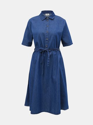 Modré rifľové košeľové šaty Jacqueline de Yong Roger