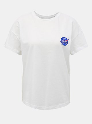 Biele tričko s potlačou na chrbte ONLY NASA