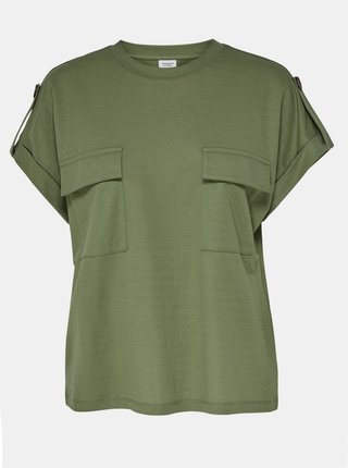 Zelené tričko s vreckami Jacqueline de Yong Lulu