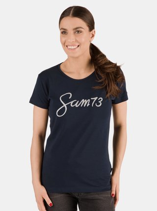 Tmavomodré dámske tričko s potlačou SAM 73 Meria