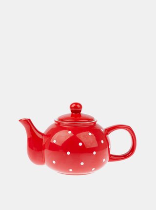 Červená bodkovaná kanvička na čaj Dakls