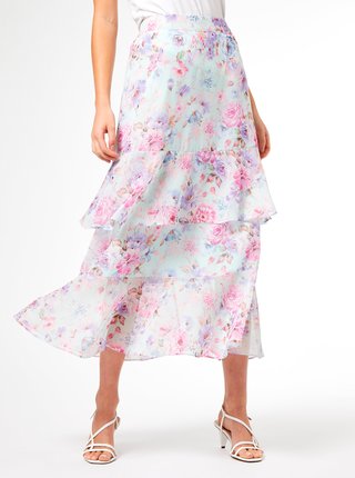 Svetloružová kvetovaná midi sukňa Dorothy Perkins