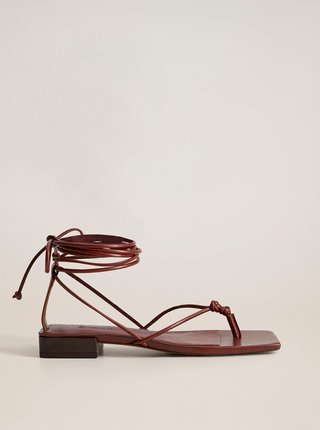 Vínové kožené sandály Mango Cordon
