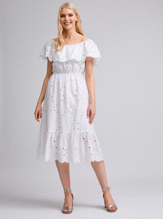 Bílé šaty s madeirou Dorothy Perkins