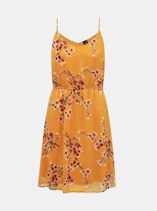 Horčicové kvetované šaty VERO MODA