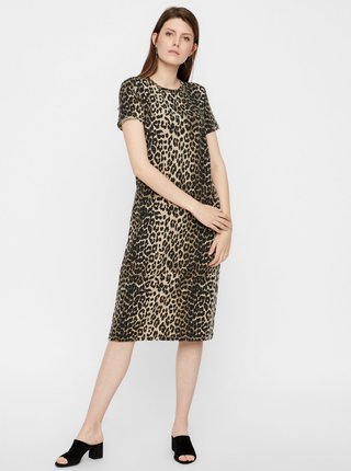 Hnedé šaty s leopardím vzorom VERO MODA Gava