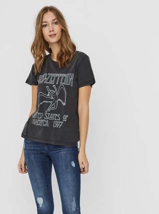Čierne tričko s potlačou Noisy May Led Zeppelin