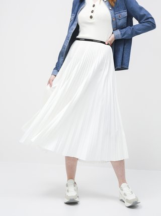 Biela plisovaná midi sukňa Lacoste