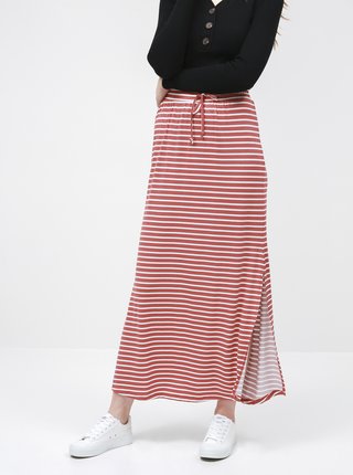 Staroružová pruhovaná basic maxi sukňa VILA Dell