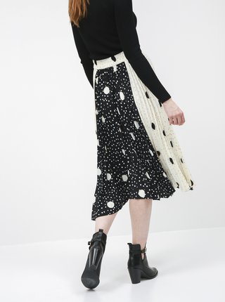 Bielo-čierna bodkovaná plisovaná midi sukňa M&Co