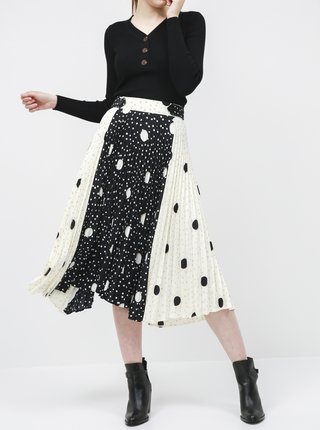 Bielo-čierna bodkovaná plisovaná midi sukňa M&Co